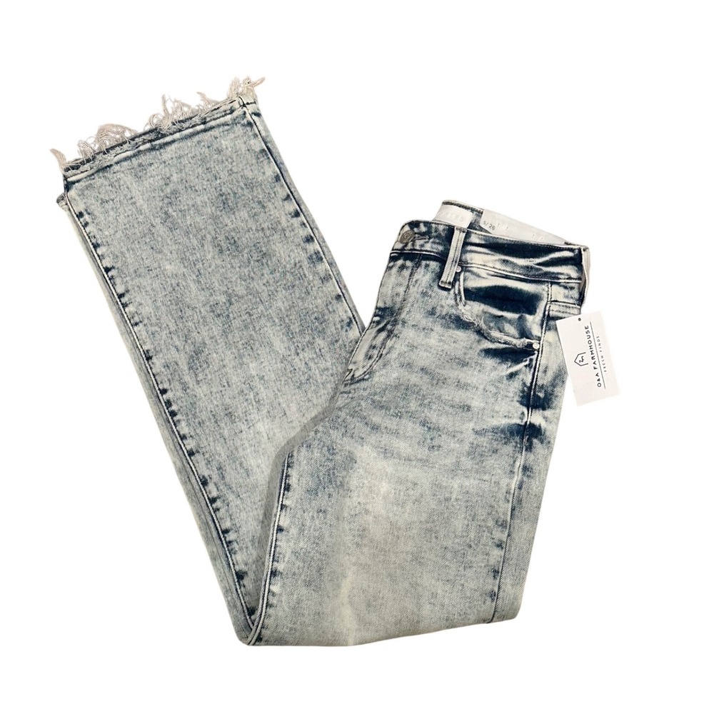 Petra 153 Tessa Acid Wash Jeans Raw Hem Ankle High Rise 26 NWT